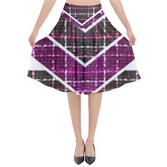 Fabric Tweed Purple Brown Pink Flared Midi Skirt by Pakrebo