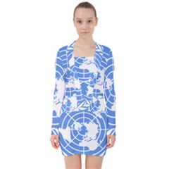 Square Flag Of United Nations V-neck Bodycon Long Sleeve Dress by abbeyz71