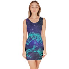 Dark Purple Unicorn On Space Bodycon Dress by PattyVilleDesigns