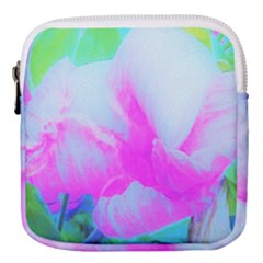 Abstract Pink Hibiscus Bloom With Flower Power Mini Square Pouch by myrubiogarden