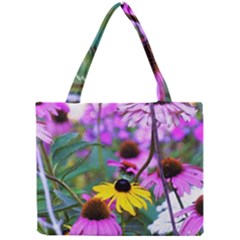 Yellow Flowers In The Purple Coneflower Garden Mini Tote Bag by myrubiogarden