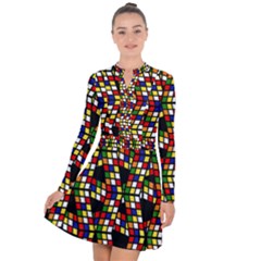 Graphic Pattern Rubiks Cube Cube Long Sleeve Panel Dress by Pakrebo