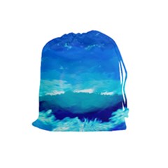 Blue Sky Artwork Drawing Painting Drawstring Pouch (large) by Pakrebo