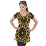 Pattern Abstract Background Art Puff Sleeve Tunic Top