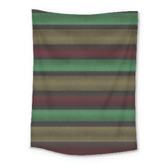 Stripes Green Red Yellow Grey Medium Tapestry by BrightVibesDesign