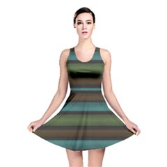 Stripes Teal Yellow Brown Grey Reversible Skater Dress by BrightVibesDesign