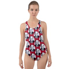 Trump Retro Face Pattern Maga Red Us Patriot Cut-out Back One Piece Swimsuit by snek