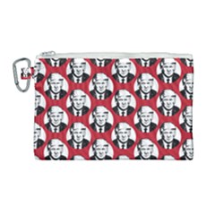 Trump Retro Face Pattern Maga Red Us Patriot Canvas Cosmetic Bag (large) by snek