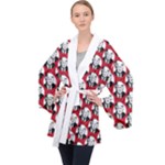 Trump Retro Face Pattern MAGA Red US Patriot Velvet Kimono Robe