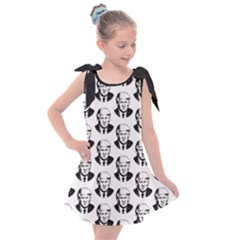 Trump Retro Face Pattern Maga Black And White Us Patriot Kids  Tie Up Tunic Dress by snek