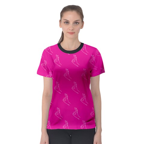 A-ok Perfect Handsign Maga Pro-trump Patriot On Pink Background Women s Sport Mesh Tee by snek
