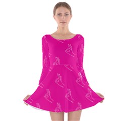 A-ok Perfect Handsign Maga Pro-trump Patriot On Pink Background Long Sleeve Velvet Skater Dress by snek
