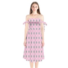 Kekistan Logo Pattern On Pink Background Shoulder Tie Bardot Midi Dress by snek