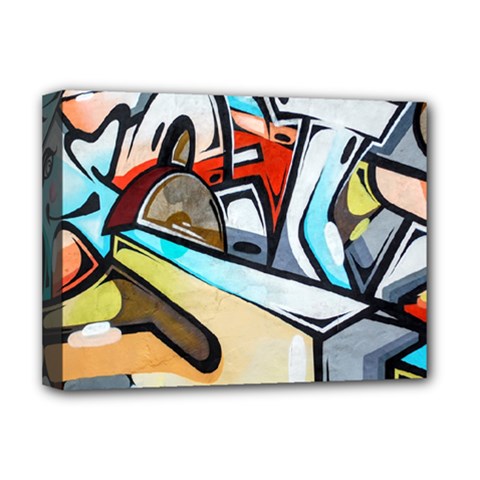 Blue Face King Graffiti Street Art Urban Blue And Orange Face Abstract Hiphop Deluxe Canvas 16  X 12  (stretched)  by genx