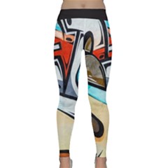 Blue Face King Graffiti Street Art Urban Blue And Orange Face Abstract Hiphop Classic Yoga Leggings by genx