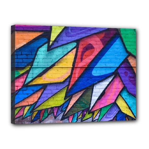 Urban Colorful Graffiti Brick Wall Industrial Scale Abstract Pattern Canvas 16  X 12  (stretched) by genx