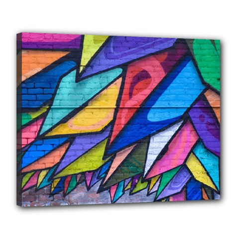 Urban Colorful Graffiti Brick Wall Industrial Scale Abstract Pattern Canvas 20  X 16  (stretched) by genx