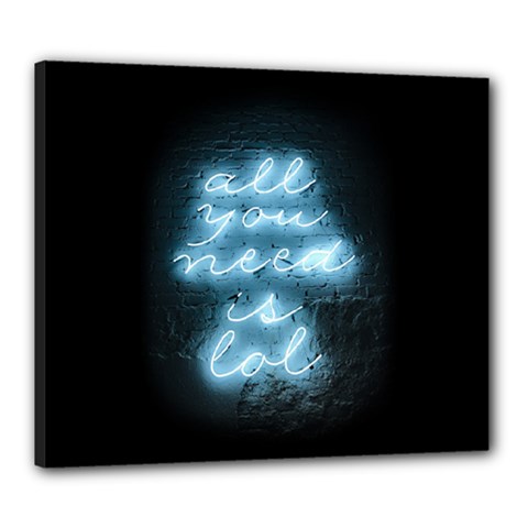 Party Night Bar Blue Neon Light Quote All You Need Is Lol Canvas 24  X 20  (stretched) by genx