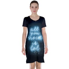 Party Night Bar Blue Neon Light Quote All You Need Is Lol Short Sleeve Nightdress by genx
