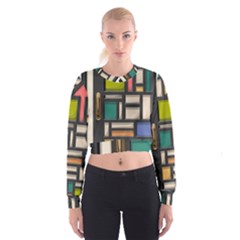 Door Stained Glass Stained Glass Cropped Sweatshirt by Pakrebo