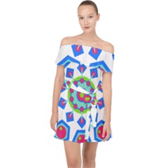Mandala Geometric Design Pattern Off Shoulder Chiffon Dress by Pakrebo