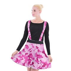 Standard Pink Camouflage Army Military Girl Funny Pattern Suspender Skater Skirt by snek