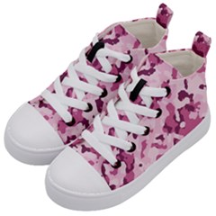 Standard Violet Pink Camouflage Army Military Girl Kids  Mid-top Canvas Sneakers by snek