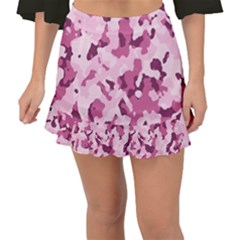 Standard Violet Pink Camouflage Army Military Girl Fishtail Mini Chiffon Skirt by snek
