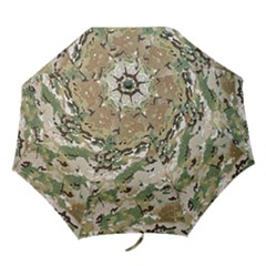 Wood Camouflage Military Army Green Khaki Pattern Folding Umbrellas by snek