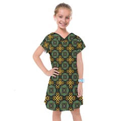 Kaleidoscope Pattern Seamless Kids  Drop Waist Dress by Pakrebo
