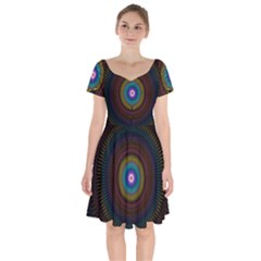 Artskop Kaleidoscope Pattern Short Sleeve Bardot Dress