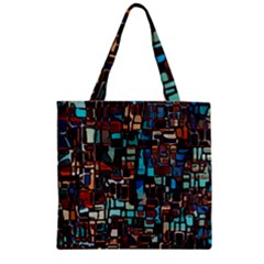 Stained Glass Mosaic Abstract Zipper Grocery Tote Bag