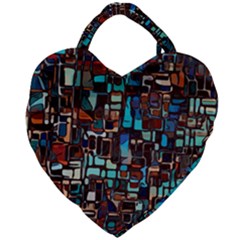 Stained Glass Mosaic Abstract Giant Heart Shaped Tote by Pakrebo
