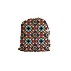 Stained Glass Pattern Texture Face Drawstring Pouch (small) by Pakrebo