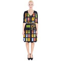 Window Stained Glass Glass Colors Wrap Up Cocktail Dress by Pakrebo