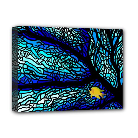 Sea Fans Diving Coral Stained Glass Deluxe Canvas 16  X 12  (stretched)  by Pakrebo