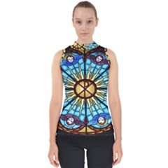 Church Window Stained Glass Church Mock Neck Shell Top by Pakrebo
