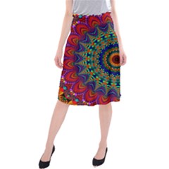 Kaleidoscope Mandala Pattern Midi Beach Skirt by Pakrebo