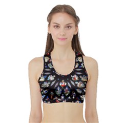 Stained Glass Sainte Chapelle Gothic Sports Bra With Border by Pakrebo