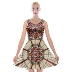 Pattern Round Abstract Geometric Velvet Skater Dress by Pakrebo