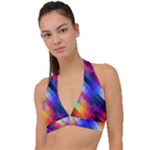 Abstract Background Colorful Halter Plunge Bikini Top