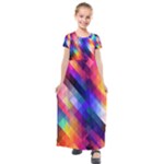 Abstract Background Colorful Kids  Short Sleeve Maxi Dress