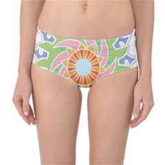 Abstract Flower Mandala Mid-waist Bikini Bottoms