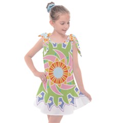 Abstract Flower Mandala Kids  Tie Up Tunic Dress