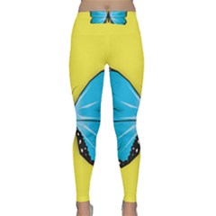 Butterfly Blue Insect Classic Yoga Leggings by Alisyart