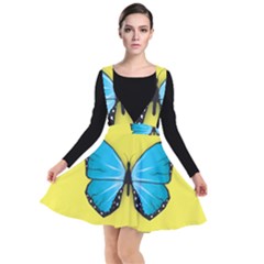 Butterfly Blue Insect Plunge Pinafore Dress