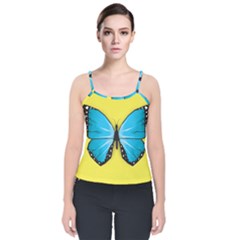 Butterfly Blue Insect Velvet Spaghetti Strap Top