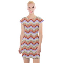 Chevron Pattern Cap Sleeve Bodycon Dress by Alisyart