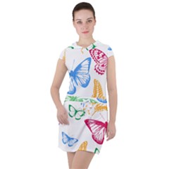 Butterfly Rainbow Drawstring Hooded Dress by Alisyart