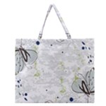 Butterfly Flower Zipper Large Tote Bag